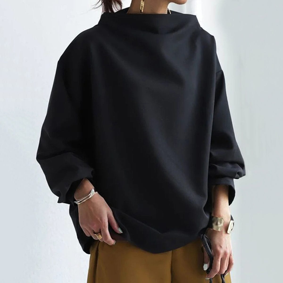 Black High-Neck Top