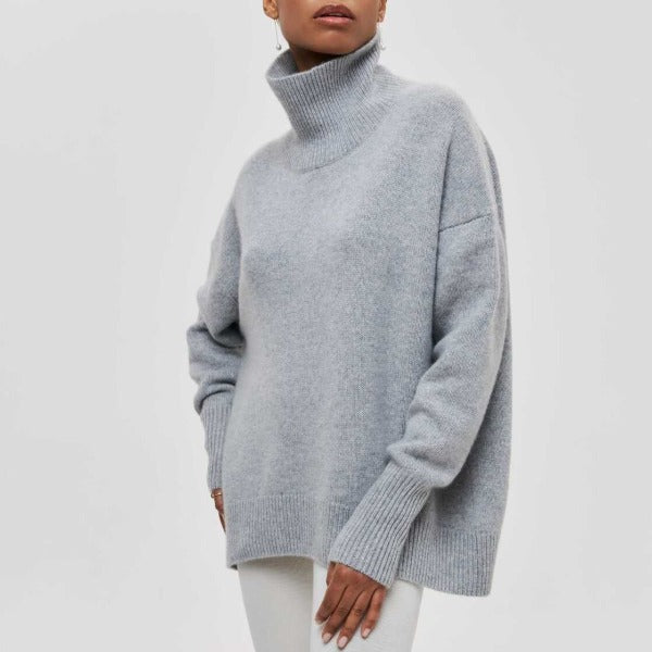 Sky Blue Turtleneck Jumper Grey, photo studio