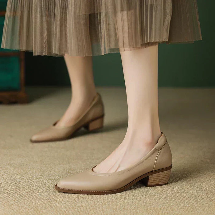 Low-Heel Leather Ballet Flats