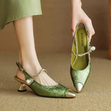 Pointed Velvet Pearl Pumps