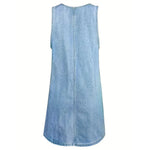Short Strappy Denim Dress with Pockets