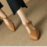 Two-Tone Buckle Leather Mary Janes