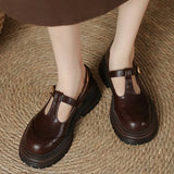 Vintage Lug-Sole Leather T-Bar Shoes