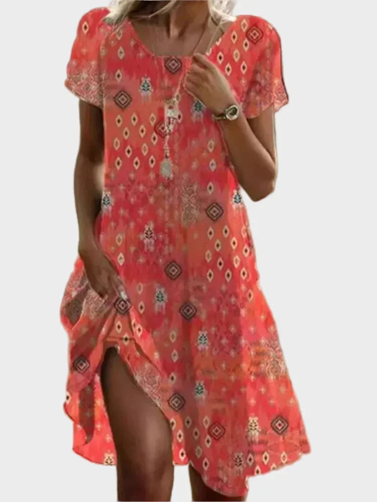 Serena | Elegant Dress Coral Red, photo studio