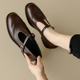 Wingtip Leather T-Bar Shoes