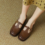 Vintage Square-Toe Leather T-Bar Shoes