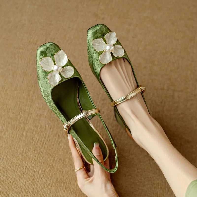 Slingback Flower Mary Janes