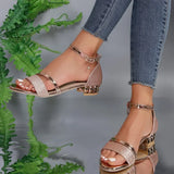 Sasha | Low Block Heel Sandals with an Ankle Strap