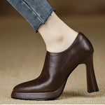 Low Leather Heeled Ankle Boots