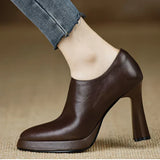 Low Leather Heeled Ankle Boots