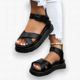 Etta | Orthopaedic Crossover Platform Sandals with an Ankle Buckle