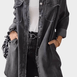 Buttoned Long-Sleeve Denim Shirt Dress