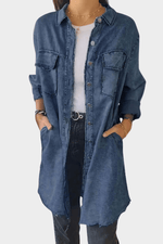 Buttoned Long-Sleeve Denim Shirt Dress