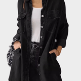 Buttoned Long-Sleeve Denim Shirt Dress