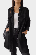 Buttoned Long-Sleeve Denim Shirt Dress