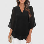 Yvette | Elegant V-Neck Blouse with Wide Sleeves