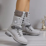 Yvonne | Laced Mid-Calf Winter Boots with a Knit Cuff