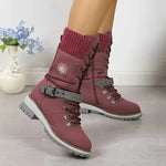 Yvonne | Laced Mid-Calf Winter Boots with a Knit Cuff