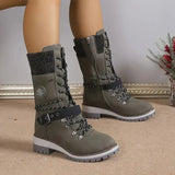 Yvonne | Laced Mid-Calf Winter Boots with a Knit Cuff