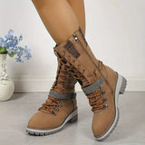 Yvonne | Laced Mid-Calf Winter Boots with a Knit Cuff