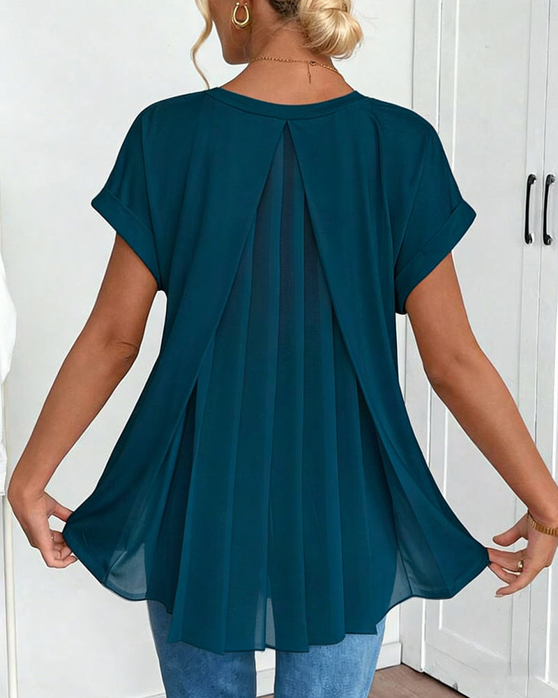 Alina | Elegant Pleated Tunic Blue, studio photo