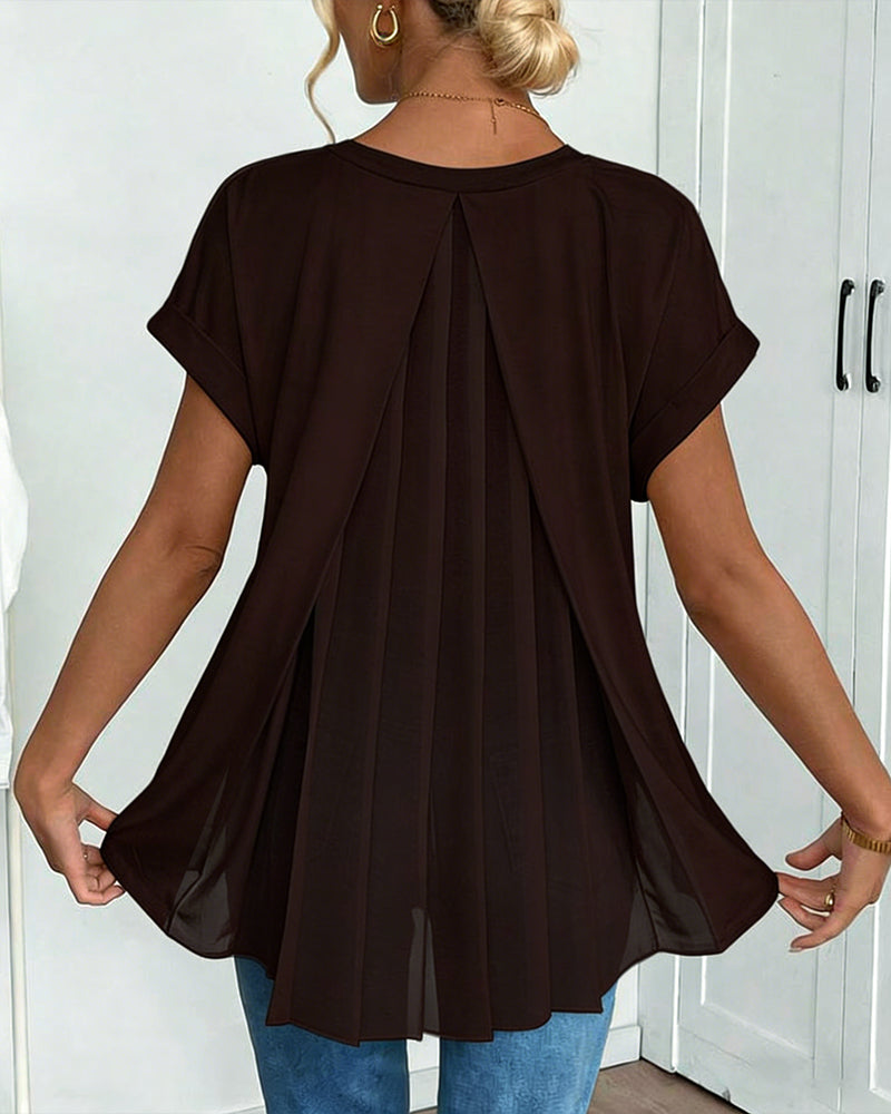Alina | Elegant Pleated Tunic Brown, studio photo