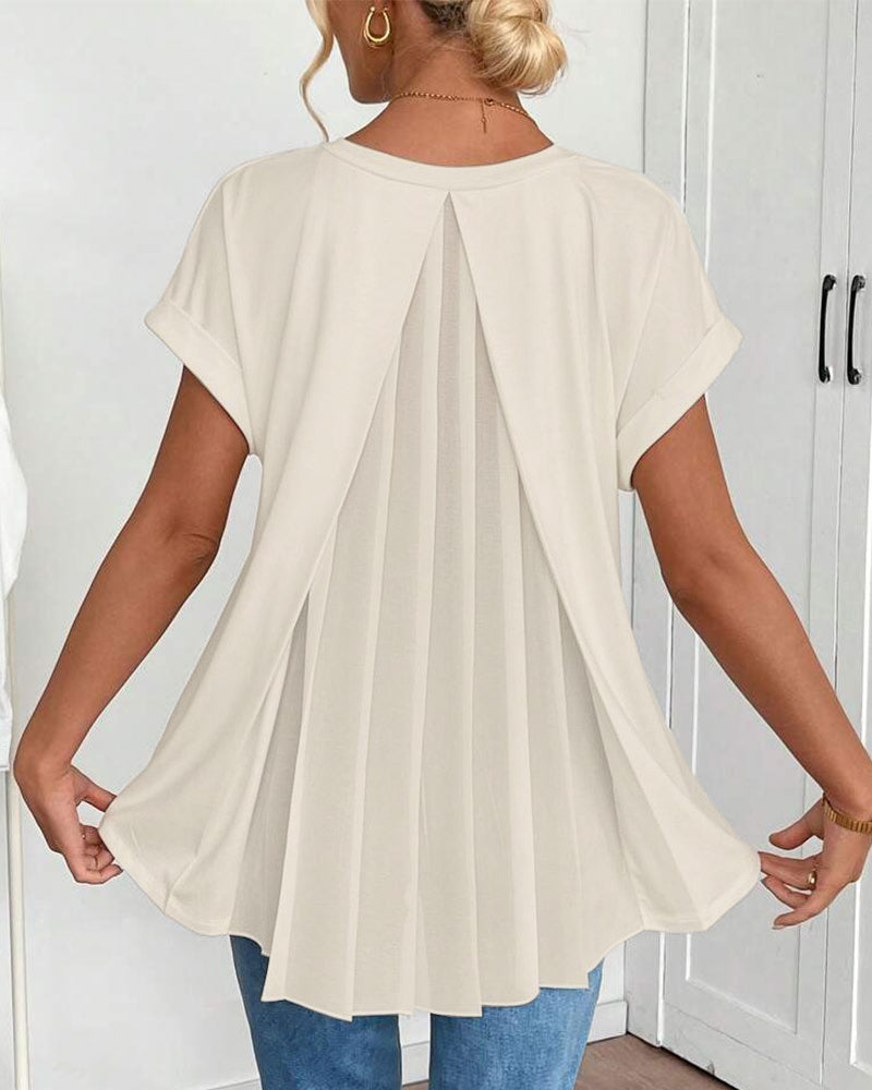 Alina | Elegant Pleated Tunic Beige, studio photo