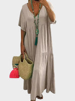 Linnea | Flowy V-Neck Maxi Dress with Ruffles
