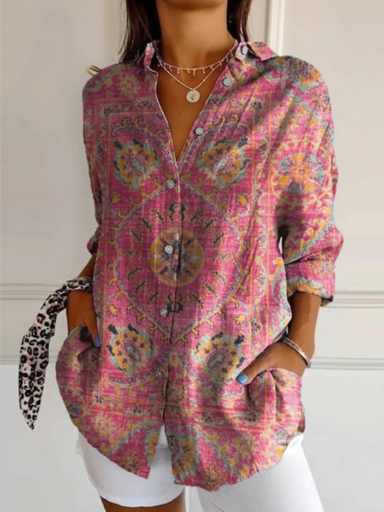 Venetia | Retro-Inspired Top Pink, studio photo