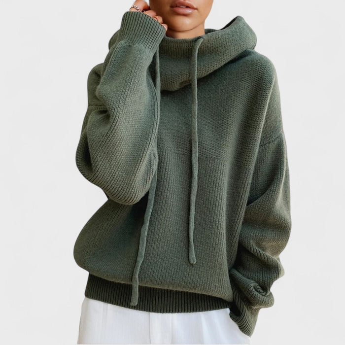 Drawstring Funnel-Neck Jumper