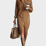Vegan Leather Polka Dot Midi Dress