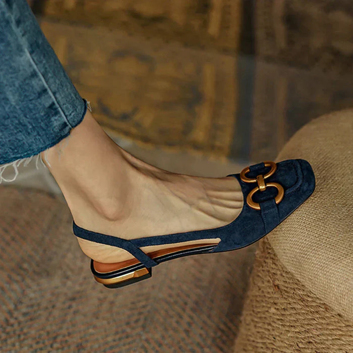 Brenna | Orthopaedic Slingback Flats with a Buckle Detail