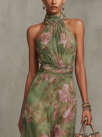 Livia | Elegant Floral Open-Back Maxi Dress