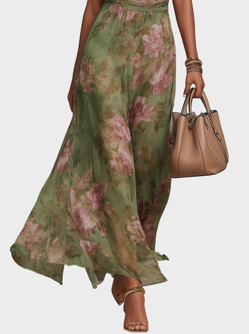 Livia | Elegant Floral Open-Back Maxi Dress