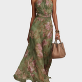 Livia | Elegant Floral Open-Back Maxi Dress