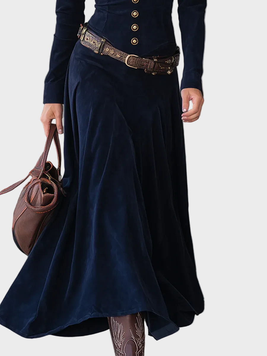 Alyssa | Belted Suede Maxi Dress