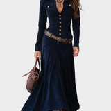 Alyssa | Belted Suede Maxi Dress