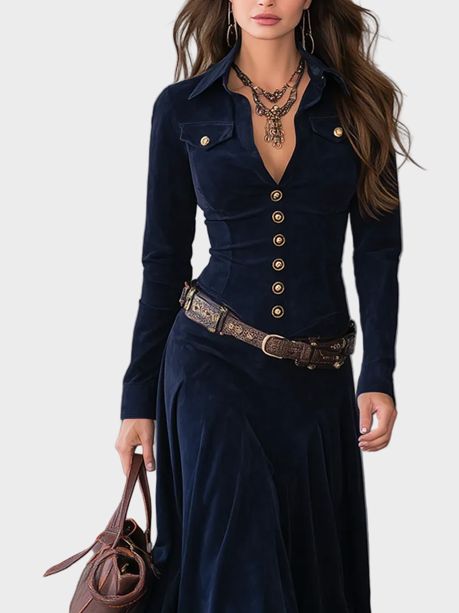 Alyssa | Belted Suede Maxi Dress