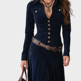 Alyssa | Belted Suede Maxi Dress