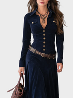 Alyssa | Belted Suede Maxi Dress