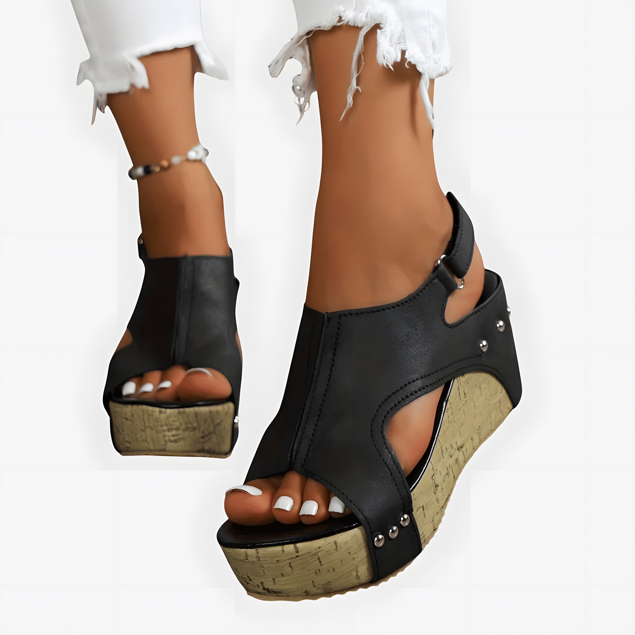 Lucinda | Women's Chic Orthopaedic Sandals Black, photo studio