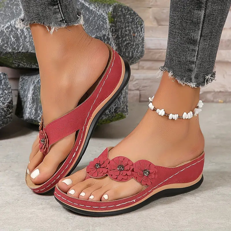 Sophia Orthopedic Sandals Red, photo studio