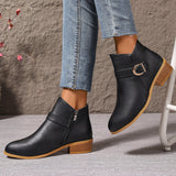 Bella | Ankle Boots with a Buckle Strap and Block Heel