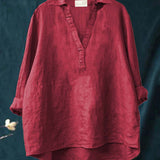 Elegant Summer Blouse in Black Linen