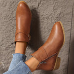 Bella | Ankle Boots with a Buckle Strap and Block Heel