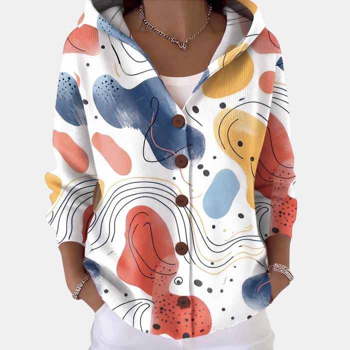 Abstract Hooded Cardigan