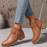 Bella | Ankle Boots with a Buckle Strap and Block Heel