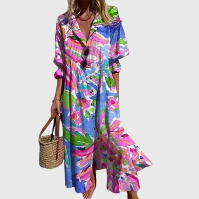 Elegant Bohemian Dress Pink, studio photo