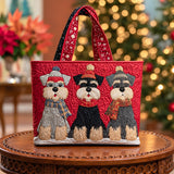 Aelwen | Quilted Tote Bag with Three Christmas Schnauzers