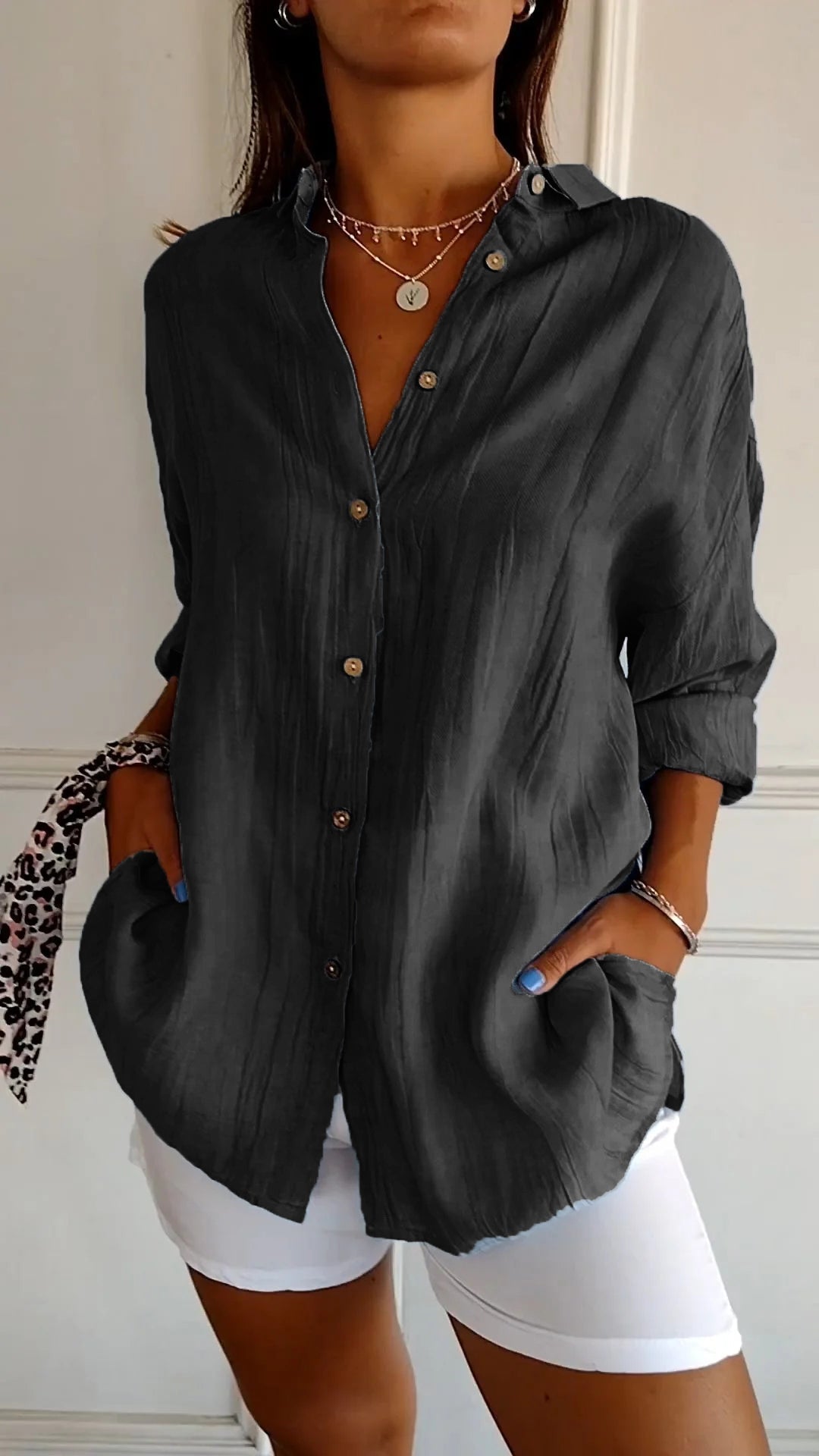 Tamsin | Elegant Oversized Blouse Black, studio photo